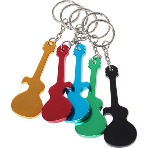 1pcs Guitar Bottle Opener Keychain Aluminum Alloy Beer Opener Key Rings for Gifts
