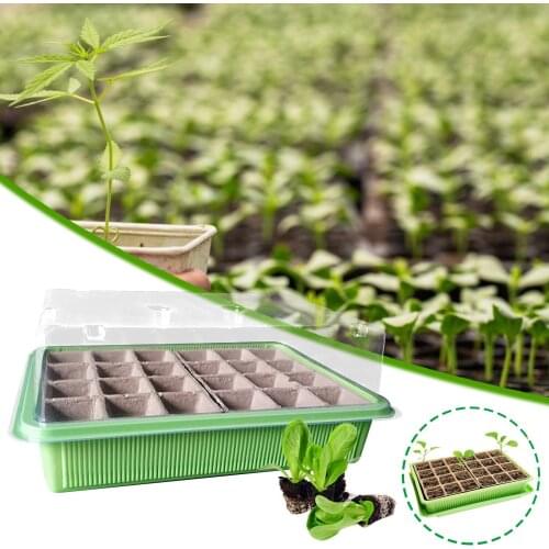 24 Cells Gardening Mini Breathable Lids Plastic Germination Box Nursery Pots Plant Seed Seedlings Grows Box Garden Supplies