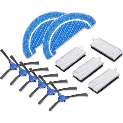 4pcs filters + 2pcs cloths + 6pcs side brushes for Conga 1090 Robot Vacuum Cleaner Accessories Side Brush Filter Mop Cloth