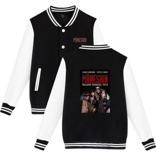 WAWNI Maneskin Baseball Jacket Polyester Plus Cotton Singer Trendy Casual Baseball Print Jacket Oversized Harajuku Tops Unisex