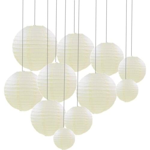20 pcs 6"-12" Paper Lanterns Assort with Size Beige Chinese Paper Lanterns lampion for Wedding Christmas Event Party