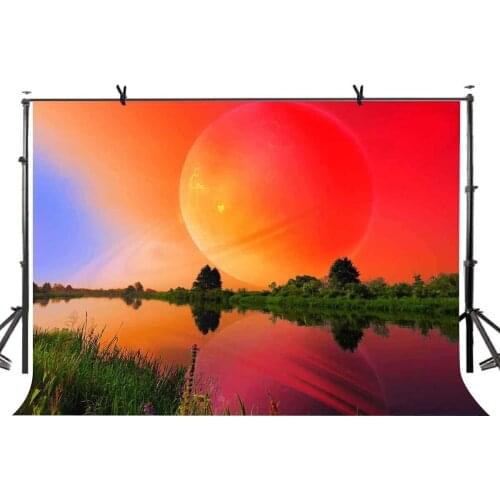 7x5ft Dusk Backdrop Dusk River Landscape Photography Background and Studio Photography Backdrop Props