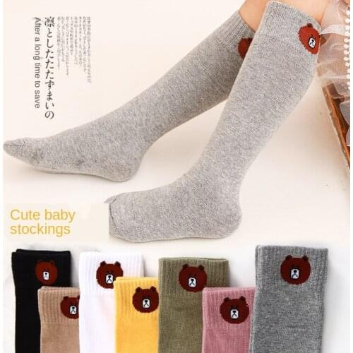 1 Pair Spring Autumn Winter Cotton Lace Double Needle Children Breathable Socks Solid Baby Girls Knee Socks School
