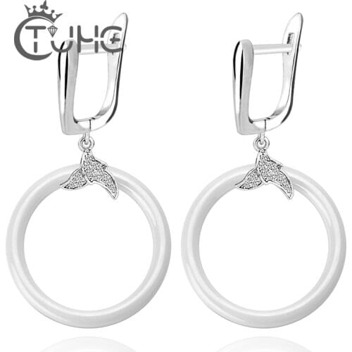 Middle Big Circle Smooth Large Ceramic Earrings Ring 3 cm Fashion Women Exquisite Ear Ring Innocuous Ceramic For Gift Mother