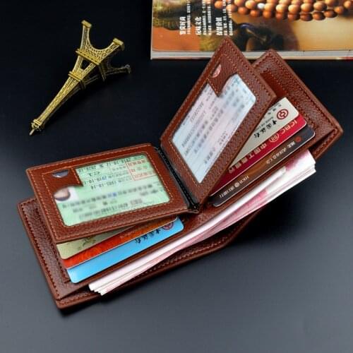 New Small Male Wallet Short Men Driver License Card Holder Thin Wallet 3 Fold Business Leisure Retro Soft Wallet Purse