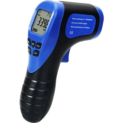 Laser Digital Non-Contact Tachometer Handheld Rotational Speed Measuring Gun 2.5-99999 RPM, Record (60 Data) Speedometer
