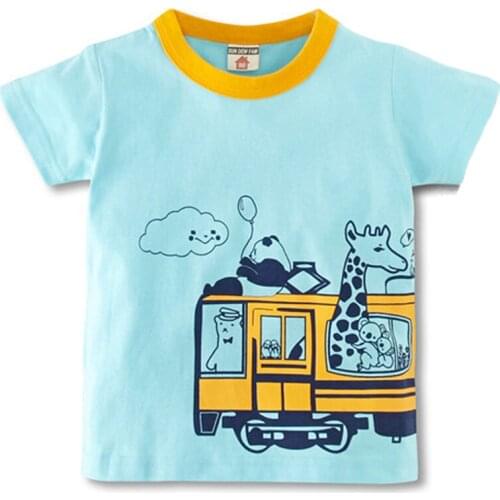 2016 Hot Sale Kids Summer Tees Tops Baby Boys Girls T-Shirt High Quality Creative Cartoon Animal Bus Childrens Boy Girl T-Shirt