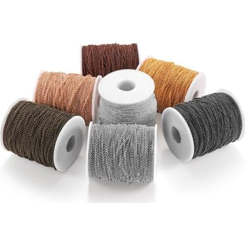 2/5m/lot 2.0-5.8mm Metal Gold Plated Long Rolo Chain Open Link Chains For DIY Necklace Bracelet Jewelry Making Accessories