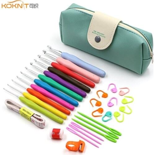 KOKNIT Crochet Hooks Set 11pcs Ergonomic Handle Needles for Knitting Women Yarn Weave Knitting Needles Crochet Sewing Tool Set