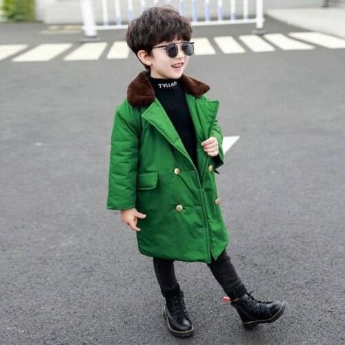 New 2020 Winter Snowsuit Turn-down Collar Baby Boys Jackets Coat Fashion Army Green Color Thicken Windproof Boys Long Outerwear
