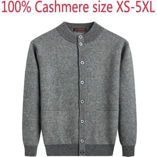 New Double Ply Thickened 100% Cashmere Sweater Male Winter Half High Collar Cardigan Coat Casual Computer Knitted Plus Size 5XL
