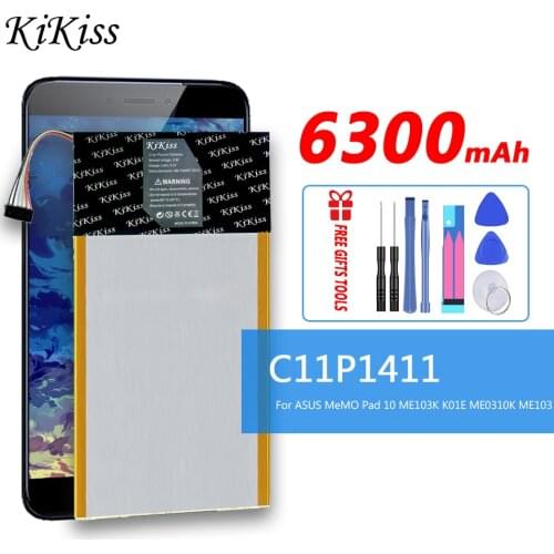 Original KiKiss Battery C11P1411 for ASUS MeMO Pad 10 Pad10 ME103K K01E ME0310K ME103 6300mAh High Capacity Batteries
