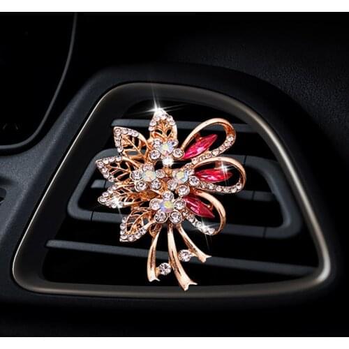 Elegant Flower Decoration In Car Air Freshener Auto Outlet Perfume Air Vent Clip Car Aroma Diffuser Bling Car Accessories Auto