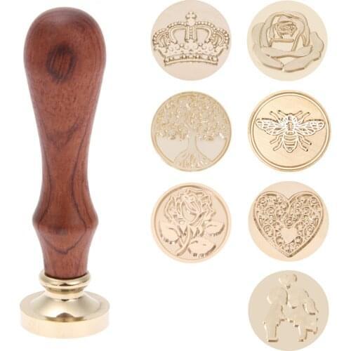 Retro Wax Seal Stamp Antique Wooden Sealing Wax Scrapbooking Stamps DIY Envelope Stamps Craft Wedding Invitations Decorative