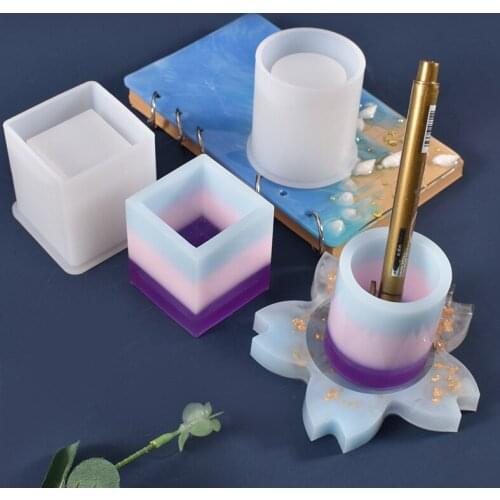 Silicone Mold Dried Flower Resin Decorative Craft Designer DIY Storage Pen Holder Mould Epoxy Resin concrete Molds Candle mold