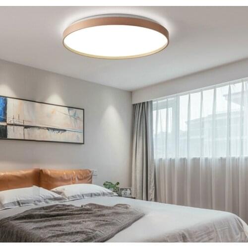 Modern minimalist round bedroom ceiling lamp Nordic style LED lamp hotel bedroom RC dimmable ceiling lighting