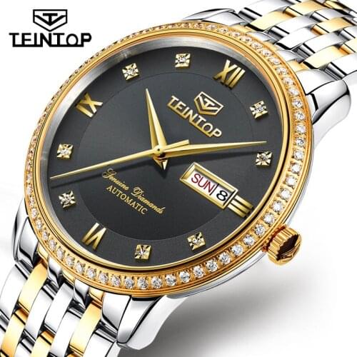TEINTOP Mens Gold Watch