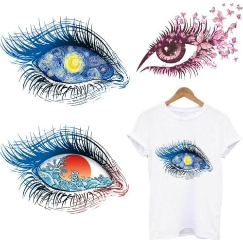 Van Gogh Thermal Stickers Eyes Art Patch Iron-On Transfers For Clothing Wave Patches On Clothes Women Fashion Thermo-stickers
