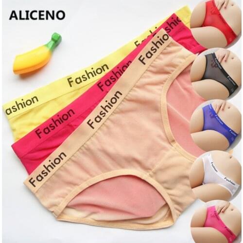 3PCS/SET Letter Print Sexy Ladies Transparent Panties lingerie Fashion Low-Rise Breathable Underwear Seamless Women Briefs HP07