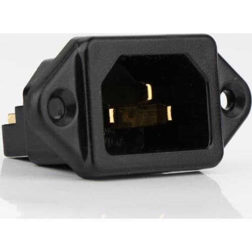 YTER FI-07(G) 24K Gold plated IEC Socket Mains Power Inlet Socket Male Panel Entry Plug HiFi