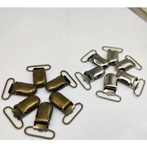 Sillver/Bronze metal hook baby dummy pacifier holder clips suspender clip soother clips for baby ribbon 20 pcs/lot 1'' 25mm