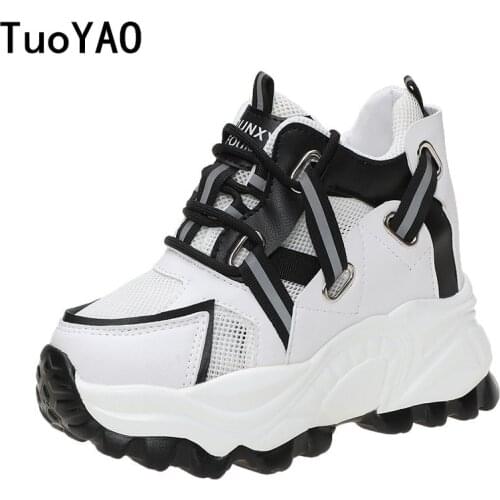 High Platform Women Sneakers Spring Thick Sole Casual Shoes 10CM Breathable Mesh Walking Summer Chunky Shoes Woman Zapatos Mujer