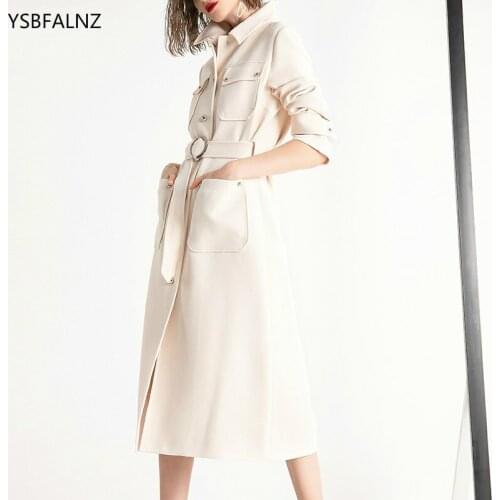 Womens Windbreakers Autumn Winter Creamy-white Uk Fashion Long Trench Coat Female Chic Clothes Roupas Femininas Com Frete Gratis