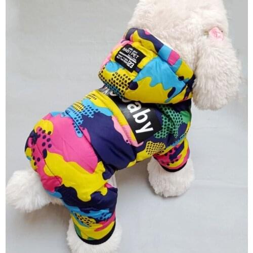 Winter Pet Puppy Dog Clothes Fashion Camo Printed Small Dog Coat Warm Cotton Jacket Pet Outfits Ski Suit for Dogs Cats Costume