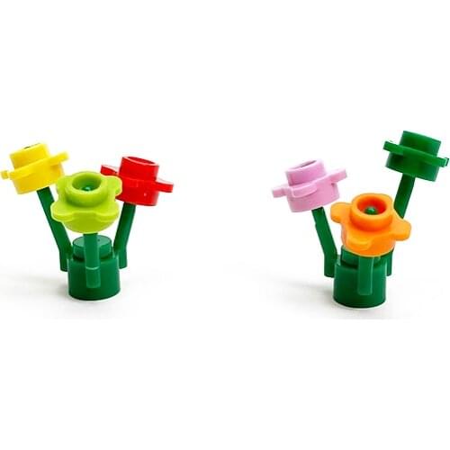 100PCS Compatible Flowers Building Blocks Trees Parts MOC Classic City Bricks Accessories DIIY Construction Toys for Kids Girls
