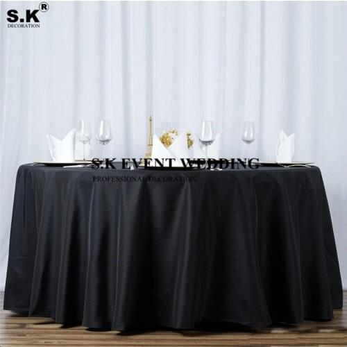 200gsm Thick Polyester Round Tablecloth Banquet Table Cloth For Wedding Event Decoration