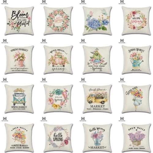 2021 NEW Spring Series Blossom Flowers Cushion Cover Bike Car Butterfly Floral Pillows Cover Sofa Decorative Throw Pillows Case
