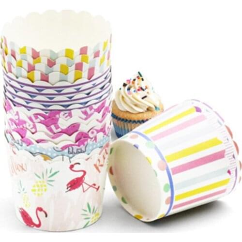 50Pcs Wedding Flower Muffin Cupcake Paper Cups Case Cupcake Liner Baking Cup Tray Wedding Party Muffin Wrapper Decorating Molds