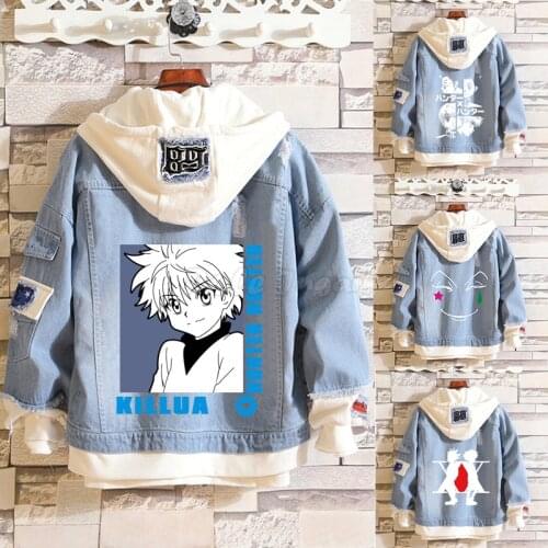 Anime Cosplay HUNTER x HUNTER Denim Jacket Sweatshirt Men Women Autumn Cute Printed Hooded Coat Daily Costumes S-4XL C65M194