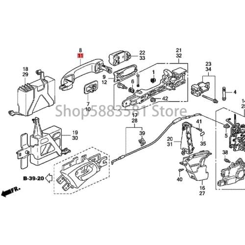 Car Handle door bowl Handle cover Grilled outside Hon daa cur ail mdx Back door outer handle ornaments Door bowl car door