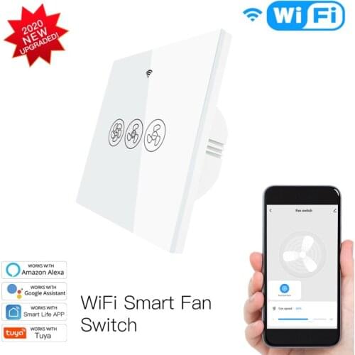 WiFi+RF433 Smart Ceiling Fan Switch Tuya/Smart Life App 2/3 Way Wireless Remote Control Fan Switch Work with Alexa Google Home