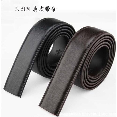Mens non-buckle leather belt strip 3.0cm automatic buckle 3.5CM double-sided two-layer cowhide replacement mens belt