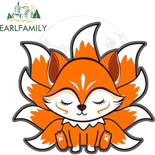 EARLFAMILY 13cm x 12.8cm for Nine Tail Kitsune Fox Anime Car Sticker Scratch-Proof DIY Decal Windows Car Door Graffiti Graphics