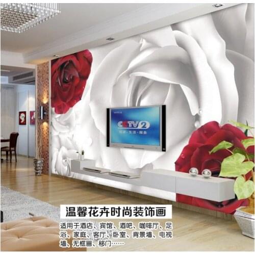 Customized 3d wallpaper 3d wall murals wallpaper tv wallpaper murals Romantic roses TV setting wall room wallpaper decoration