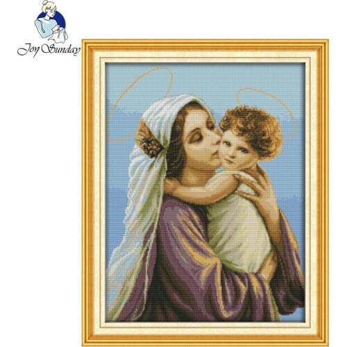 Joy Sunday Holy mother holy son Handmade Needlework Chinese Counted Cross Stitch Set Embroidery Kit 14CT Pattern Cross-Stitching