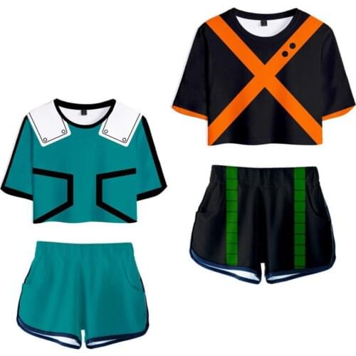 My Hero Academy Cosplay Costume Ochaco Uraraka Asui Tsuyu Summer Skirt Todoroki Shoto Bakugou Katsuki Short Sleeve Shorts Suit