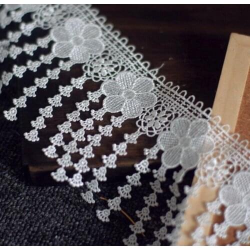 2 meters 9.5cm Width Floral Tassels White Water Soluble Lace Trim Dangling Fringe Lace Trimmings for Sewing Clothing DIY Crafts