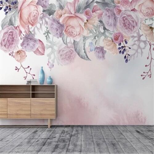Milofi custom wallpaper mural 3D modern minimalist hand-painted rose flower background wallpaper mural