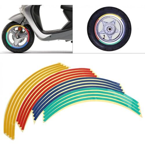 18 Inches 16 Strips PVC Motorcycle Wheel Stickers Ring Sticker Auto Decals Tire Reflector Stickers Reflective Rim Tape