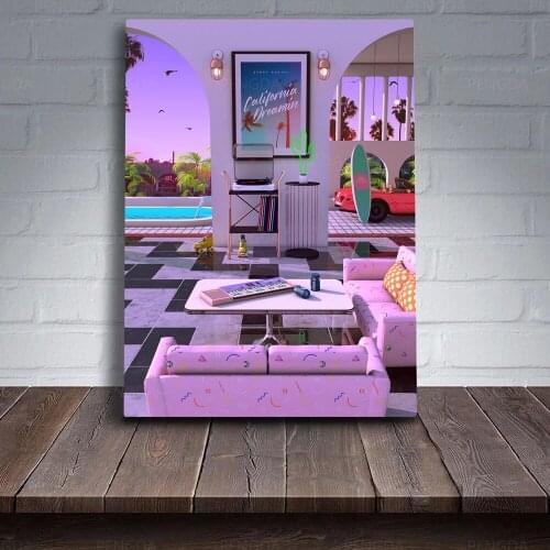 Wall Art Tropical Furniture Canvas Painting Modern Home Decor Warm Poster Print Modular Vaporwave Pictures Frame For Living Room