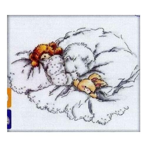 Top Quality Nostalgic Cute Counted Cross Stitch Kit Good Night Baby Infant Child Sleeping Sleep