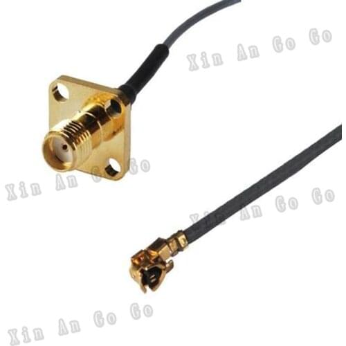 Wholesale 100PCS IPX / u.fl to SMA female 4 hole with flange pigtail cable DHL or EMS Free shipping