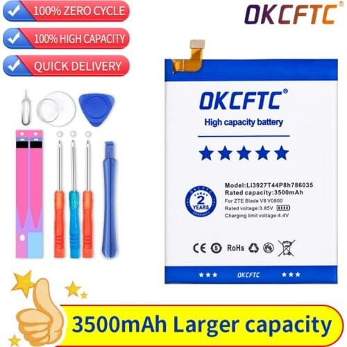 Original 3500mAh Battery Li3927T44P8h786035 For ZTE Blade V8 V7 BV0800 BV0701 A910 A506 A522 V770 V7 Plus BV0721 Z10 Batteries