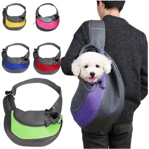 Pet Puppy Carrier Outdoor Travel Handbag Pouch Mesh Oxford Single Shoulder Bag Sling Mesh Comfort Travel Tote Shoulder Bag