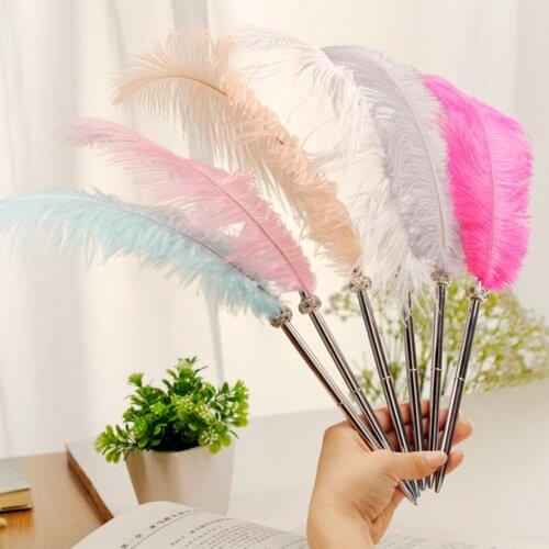 Limit shows Beautiful Feather Pens Ballpoint Pen Writing for School Supplies Stationery Cheap Items Cute Kawaii Pen Stationery