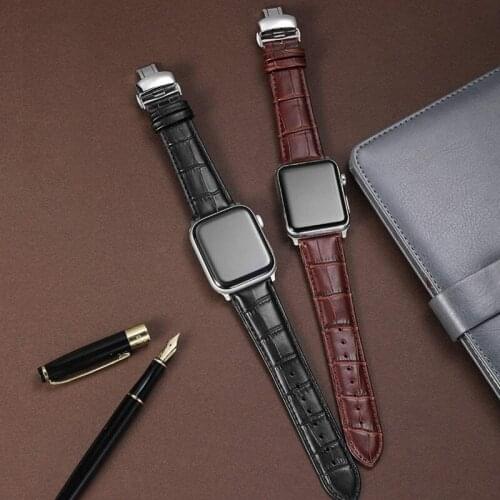 Leather Watch Strap For Apple Watch SE Series 6 Band 44mm 40mm Genuine Leather Watchbands For Applewatch 5 4 Bracelet iWatch 42